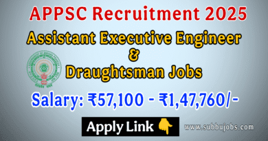 APPSC recruitment 2025 notification poster showing Assistant Executive Engineer and Draughtsman job details with salary and application dates