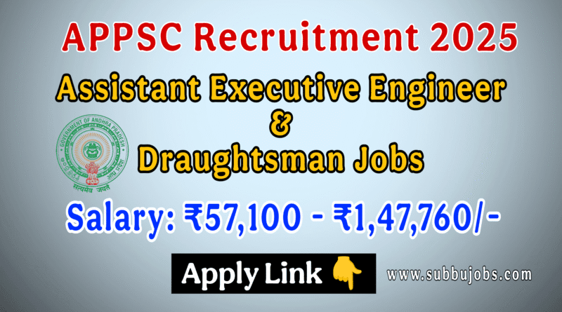 APPSC recruitment 2025 notification poster showing Assistant Executive Engineer and Draughtsman job details with salary and application dates
